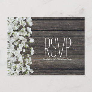 Baby's Breath auf rustikaler Holzlandhochzeit Postkarte
