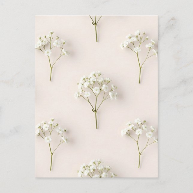 Baby's Breath Delicate Neutral Pattern Postkarte (Vorderseite)
