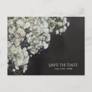 Baby's Breath Dunkle Holz Rustikale Save the Date Ankündigungspostkarte