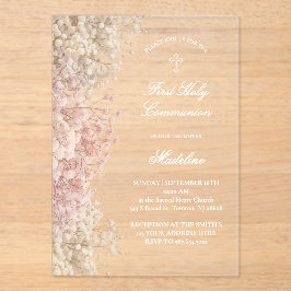 Baby's Breath First Communion Acryleinladungen