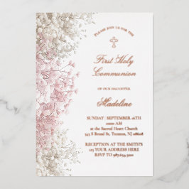 Baby's Breath flowers First Communion Folieneinladung