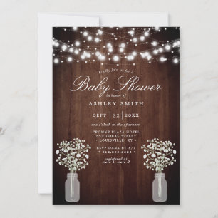 Baby's Breath Lichterkette Rustikale Babyparty Einladung