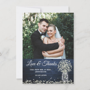 Baby's Breath Mason Jar Wood Foto von Thank You Ca Dankeskarte