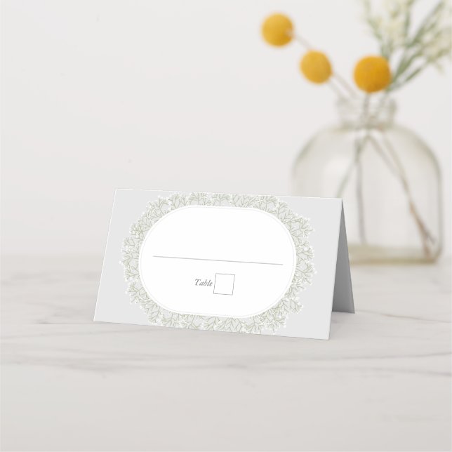 Baby's Breath Monogram Gypsophila Floral Wedding Platzkarte (Vorderseite)