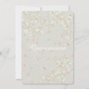 Baby's Breath Rosa Florale Feminine Quinceanera Einladung