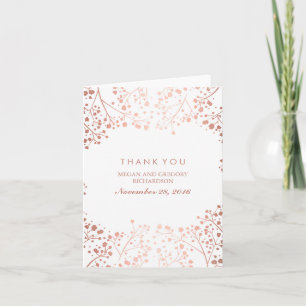 Baby's Breath Rose Gold Effekt Hochzeits-Dankeskar Dankeskarte