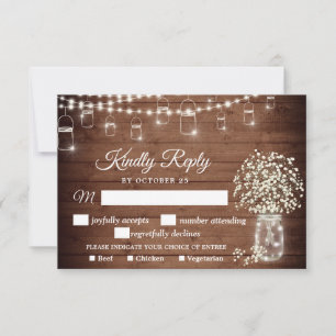 Baby's Breath-Rustikal-RSVP-Karte mit Essensauswah RSVP Karte