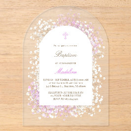 Baby's Breath white lilac baby girl Baptism Acryleinladungen