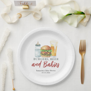 Babys, Burgers und Beer Baby Dusche Pappteller