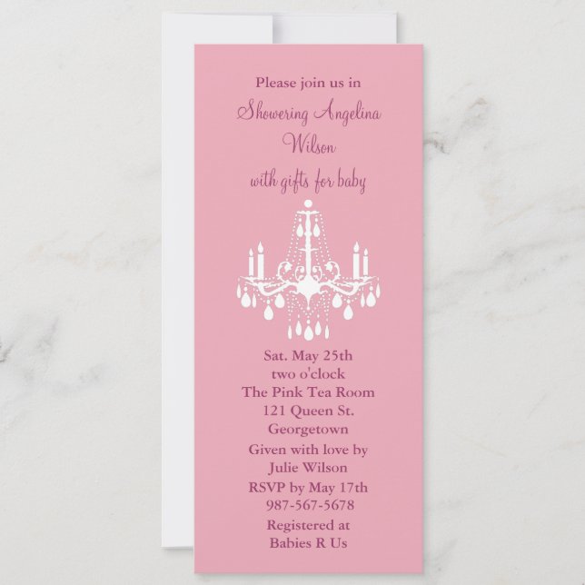 Baby's Chandelier (pink) Einladung (Vorderseite)