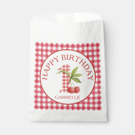 Baby's Cherry First Red Gingham Birthday  Geschenktütchen