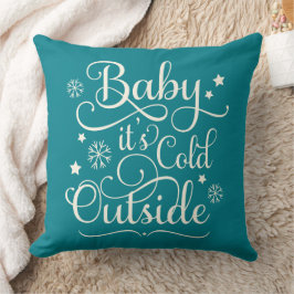 Baby's Cold Outdoor Aquamarin Blue Script Holiday Kissen