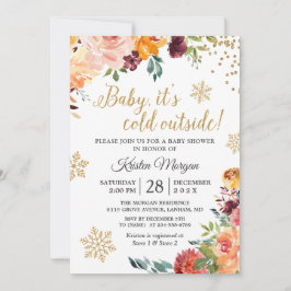 Baby's Cold Outdoor Burgundy Floral Baby Shower Einladung