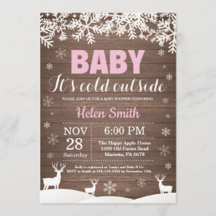 Baby's Cold Outdoor Deer Winter Girl Babydusche Einladung