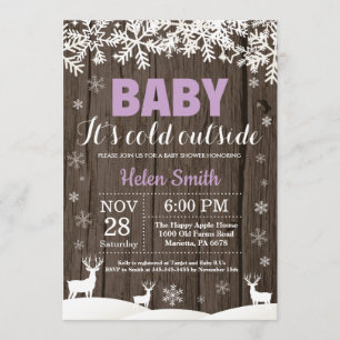 Baby's Cold Outdoor Deer Winter Girl Babydusche Einladung