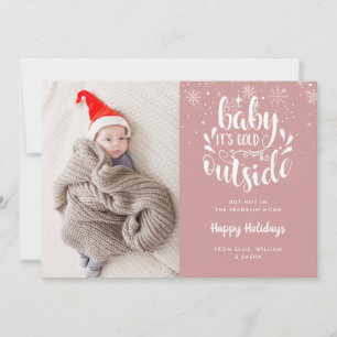 Baby's Cold Outdoor Girl Holiday Birth Ankündigung