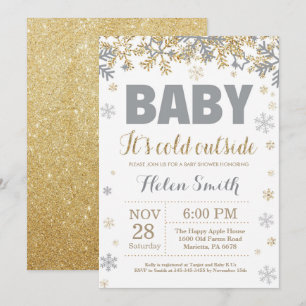 Baby's Cold Outdoor Gold und Gray Baby Shower Einladung