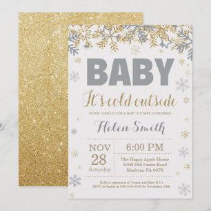 Baby's Cold Outdoor Gold und Gray Baby Shower Einladung