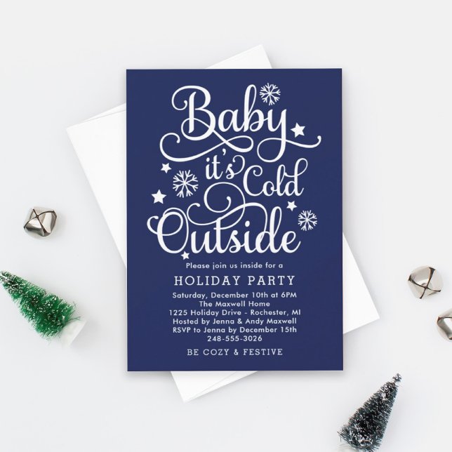 Baby's Cold Outdoor Navy Blue Holiday Party Einladung (Von Creator hochgeladen)