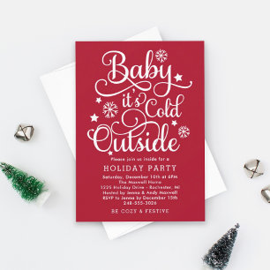 Baby's Cold Outdoor Red Holiday Party Einladung