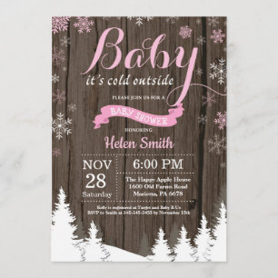Baby's Cold Outdoor Rustic Winter Baby Dusche Einladung
