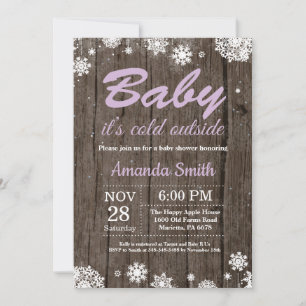 Baby's Cold Outdoor Rustic Winter Baby Dusche Einladung
