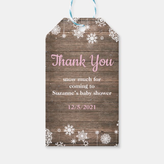 Baby's Cold Outdoor Rustic Winter Baby Dusche Geschenkanhänger (Vorderseite)