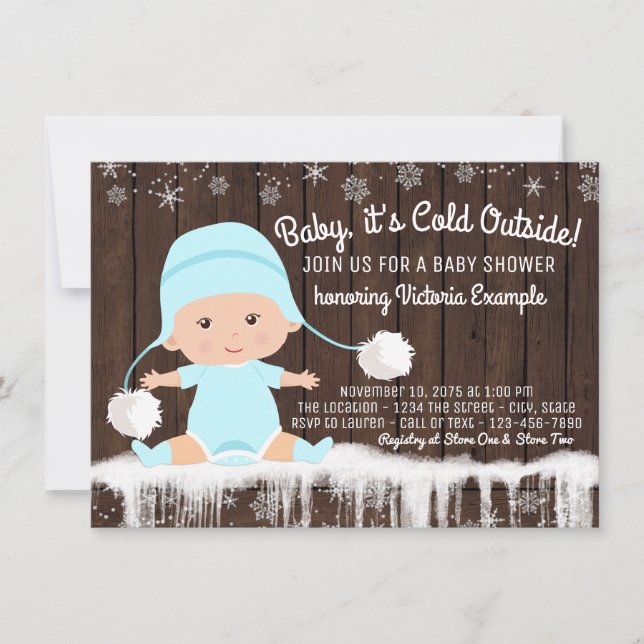 Baby's Cold Outdoor Snowflake Babydusche Einladung (Vorderseite)