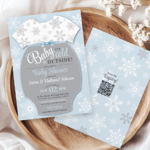 Baby's Cold Outdoor Snowflake Winter Boy Dusche Einladung