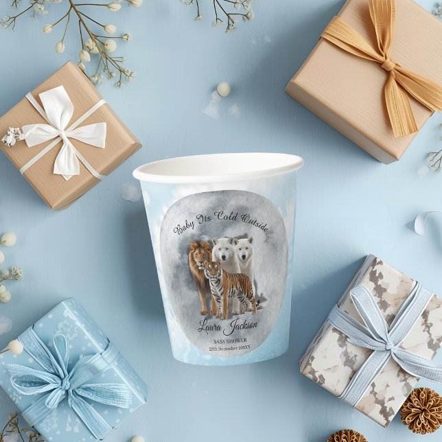 Baby's Cold Outdoor Winter Animals Babydusche Pappbecher (Von Creator hochgeladen)