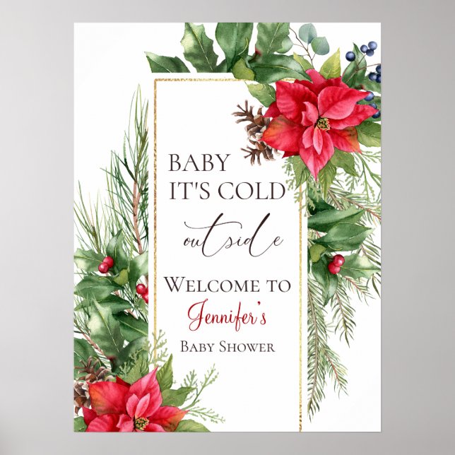 Baby's Cold Outdoor Winter Baby Dusche Empfang Poster (Vorne)