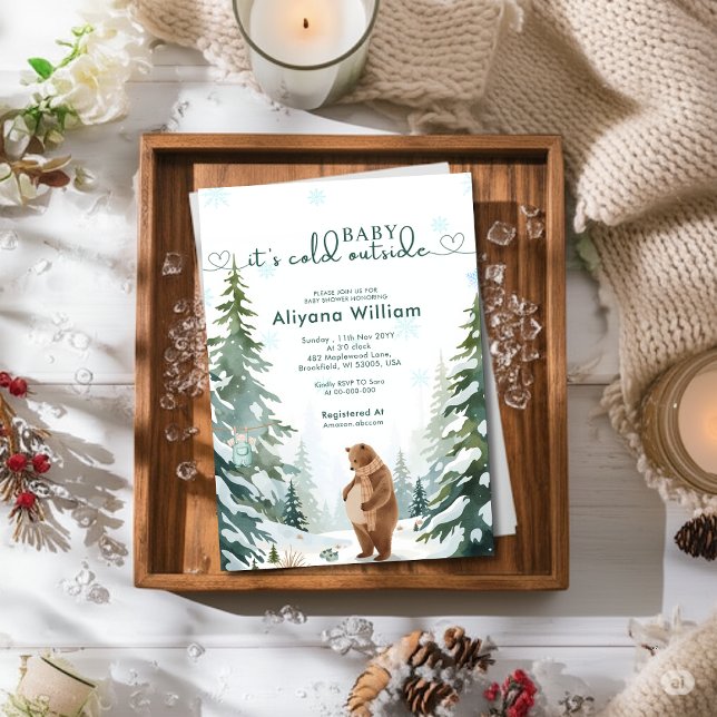 Baby's Cold Outdoor Winter Baby Dusche Party Einladung (Von Creator hochgeladen)