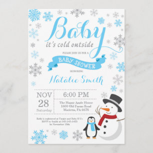 Baby's Cold Outdoor Winter Boy Baby Dusche Blue Einladung