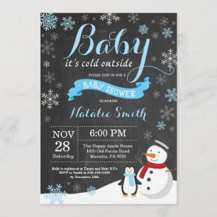 Baby's Cold Outdoor Winter Boy Babydusche Einladung