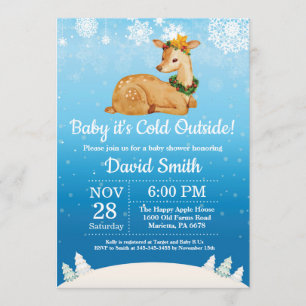 Baby's Cold Outdoor Winter Deer Boy Baby Dusche Einladung