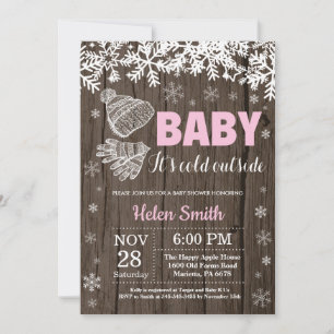 Baby's Cold Outdoor Winter Girl Babydusche Einladung