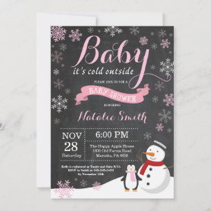 Baby's Cold Outdoor Winter Girl Babydusche Einladung