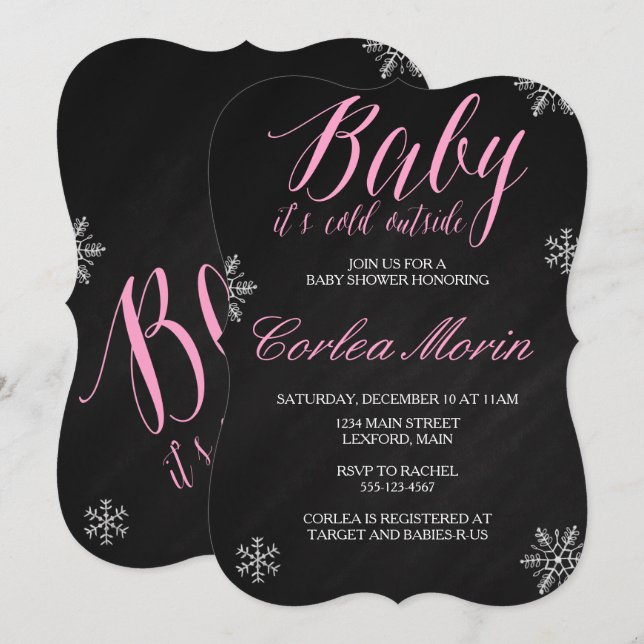 Baby's Cold Outdoor Winterdusche lädt ein Einladung (Vorne/Hinten)