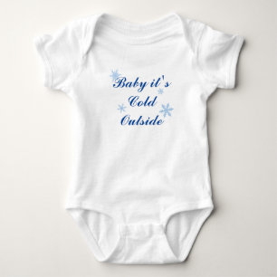 Baby's Cold Outside Baby Boy Bodysuit in Blue Baby Strampler