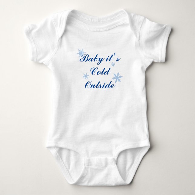 Baby's Cold Outside Baby Boy Bodysuit in Blue Strampler (Vorderseite)