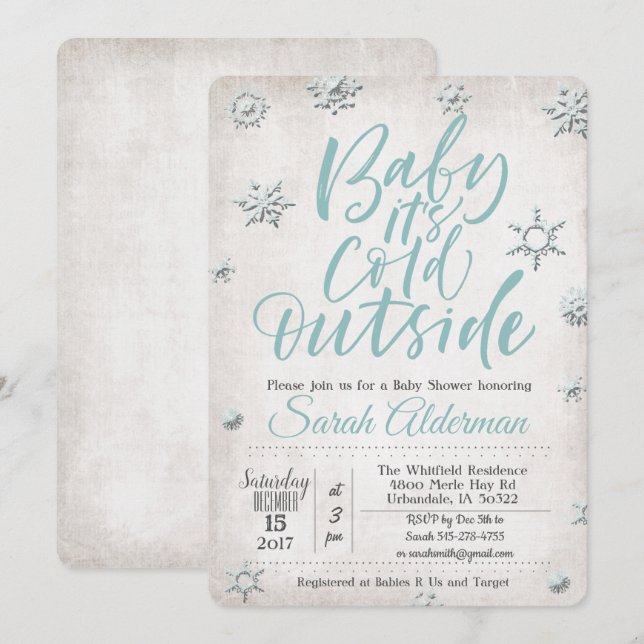 Baby's Cold Outside Baby Dusche Einladung (Vorne/Hinten)