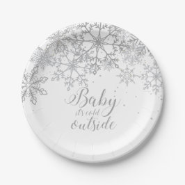 Baby's Cold Outside Baby Showe Silver Pappteller