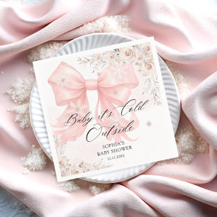 Baby's Cold Outside Elegant Pink Bow Baby Dusche Serviette