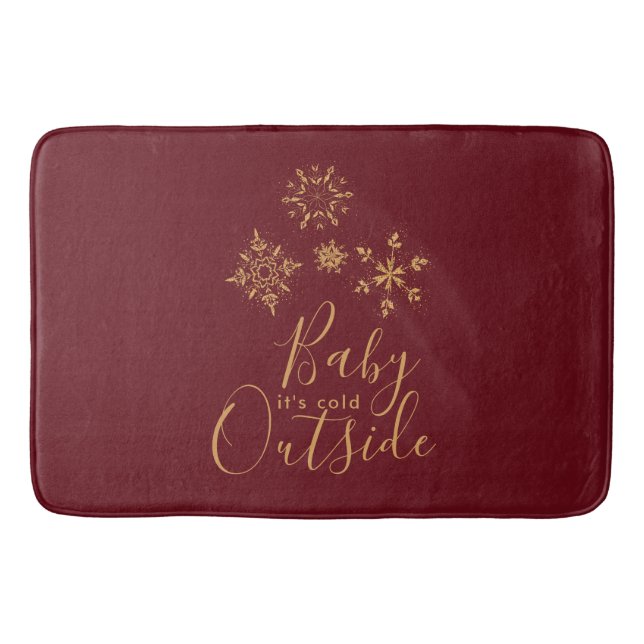 Baby's Cold Outside Golden Snowflakes Badematte (Vorderseite)