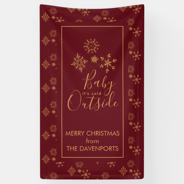 Baby's Cold Outside Golden Snowflakes Banner (Vertikal)