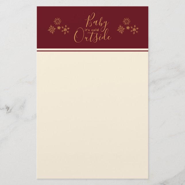 Baby's Cold Outside Golden Snowflakes Briefpapier (Vorderseite)