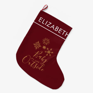 Baby's Cold Outside Golden Snowflakes Großer Weihnachtsstrumpf