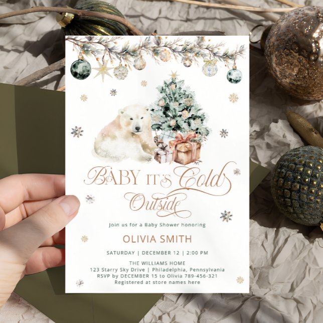 Baby's Cold Outside Niedliche Polar Bear Baby Dusc Einladung (Von Creator hochgeladen)