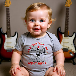 🎵 🎸 Baby's DaVinci Rocking X-mas schwarz Baby Strampler