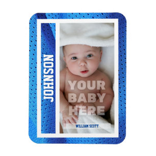 Baby's erste Baseballkarte mit blauem Mesh-Design Magnet